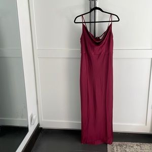 BHLDN Burgundy Satin Cali Charmeuse Bridesmaid Dress size 12. Slip dress. Midi.